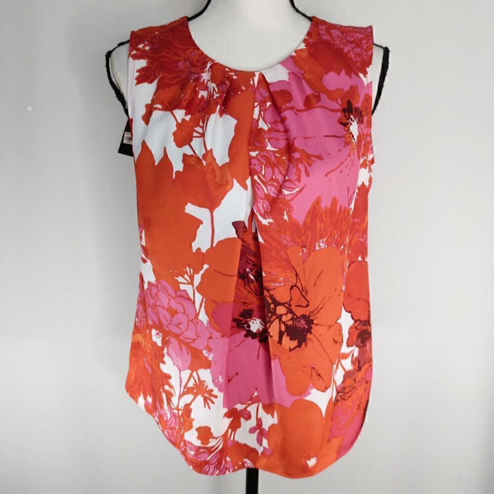 Jones New York Collection Red Floral Crew Neck Blouse‎ Tank Size 6 NWT